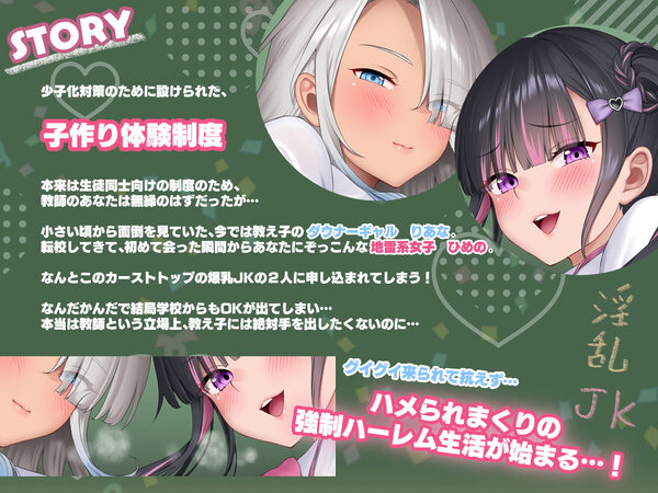 【3時間/Wオホ】国民の皆様！新法「子作り法案」が始まりました！〜強●ハーレム♪教え子のダウナーギャルとぐいぐい地雷系女子の媚び媚び奪い合いえっち〜 画像1