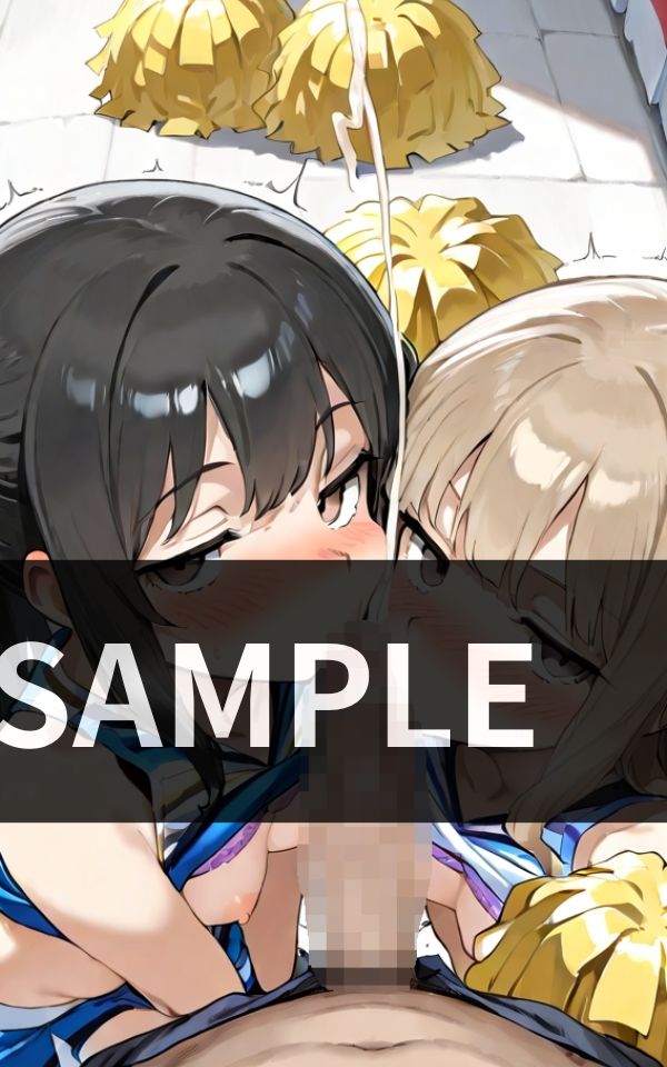 部活終わりのロッカールーム チアガールたちに囲まれて ダブルフェラ三昧 画像3