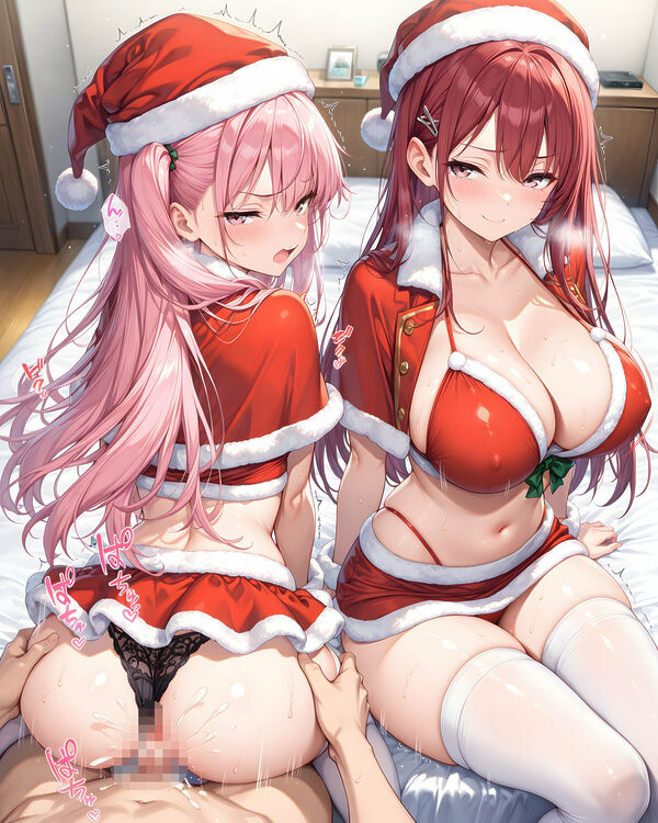 超ミニスカサンタ娘〜パンツ丸見えのサンタ娘達にセクハラしたり、ぶっかけたり、チ〇ポのお世話してもらうイラスト集〜 画像9