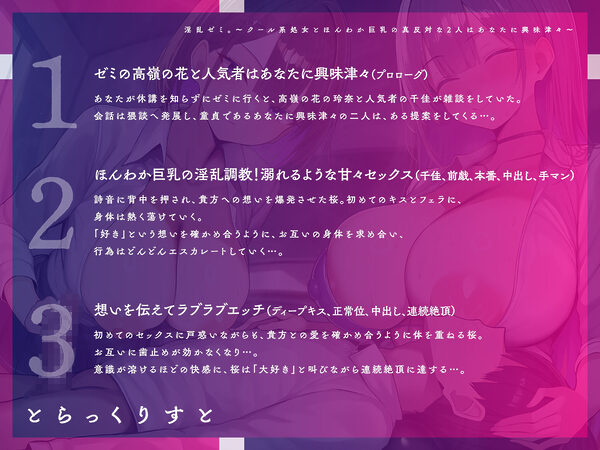 淫乱ゼミ。〜クール系処女とほんわか巨乳の真反対な2人はあなたに興味津々〜【KU100】 画像4