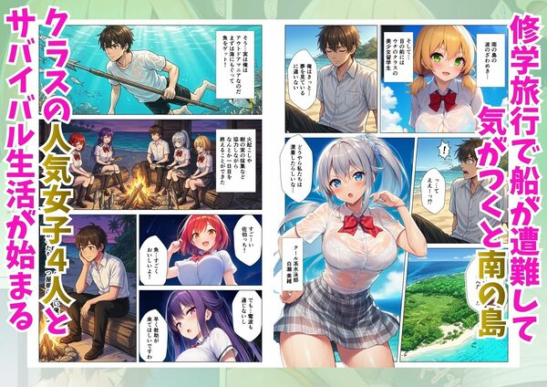 無人島でハーレム性活!クラスの一軍女子たちとエッチな乱交サバイバル 画像1